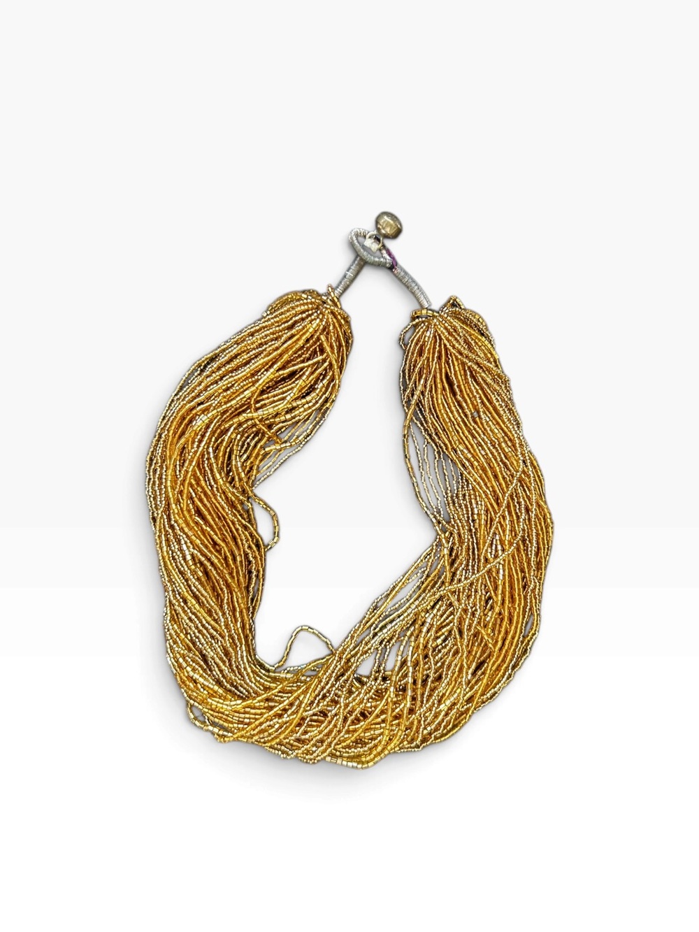 Vintage Multi-Strand Gold Bead Statement Necklace